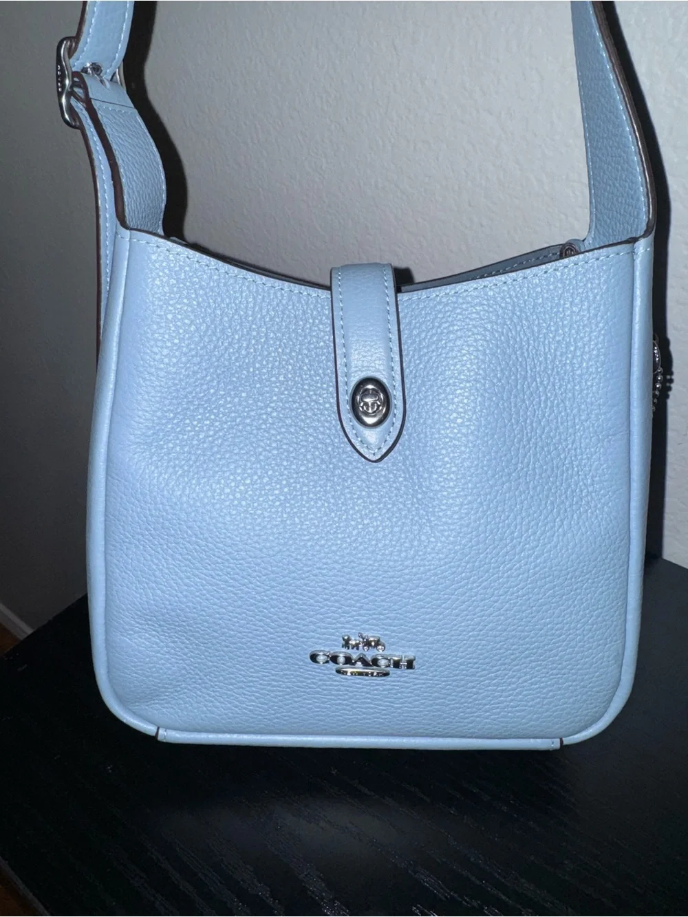 Coach Hadley mini Pebbled Leather Crossbody Bag in Light Blue